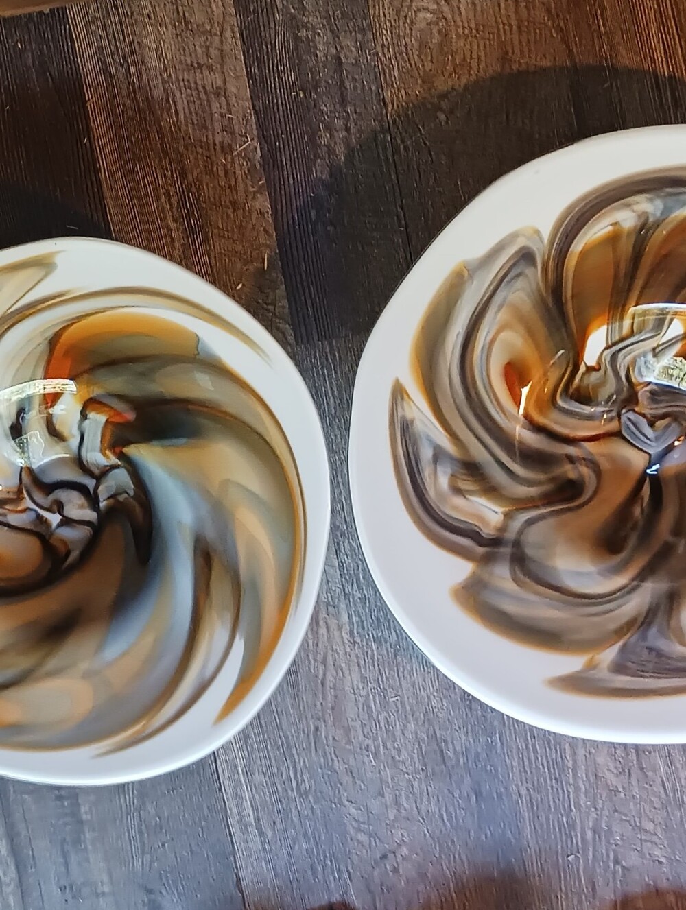 Stunning Monster Big Brown Mystery Swirl Centerpiece Bowls 19.75 Anocha